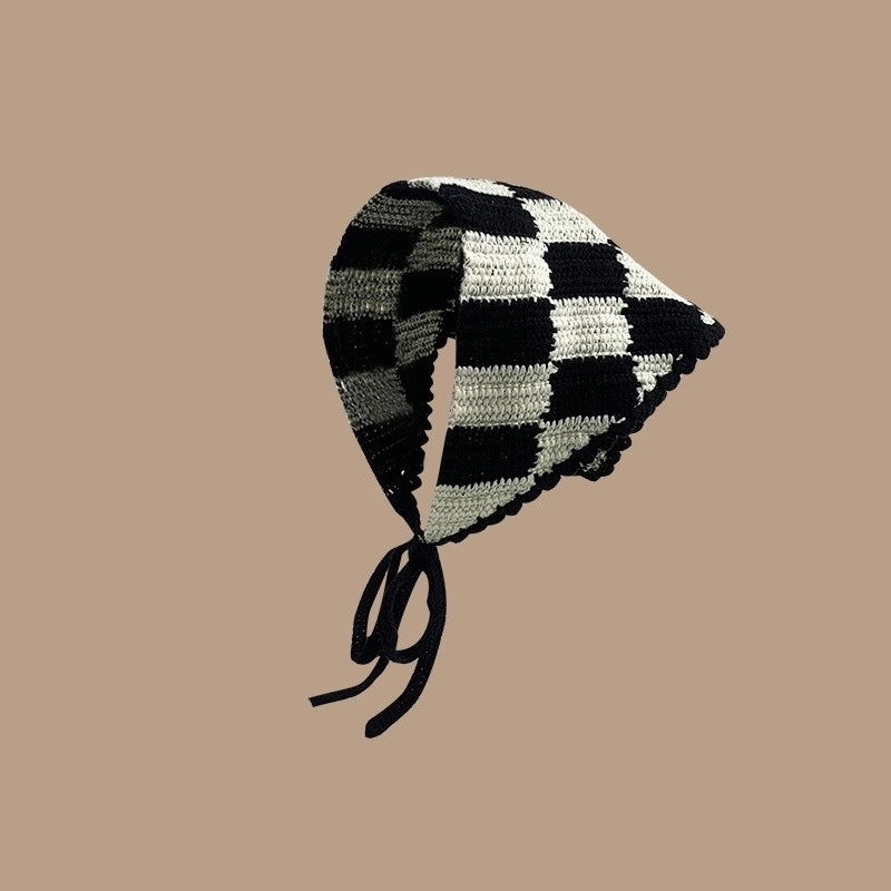 Sweet Handmade Mushroom Strawberry Crocheted Scarf French Triangle Scarf Closed Toe Women’s Net Red Knitted Hair Band Headband