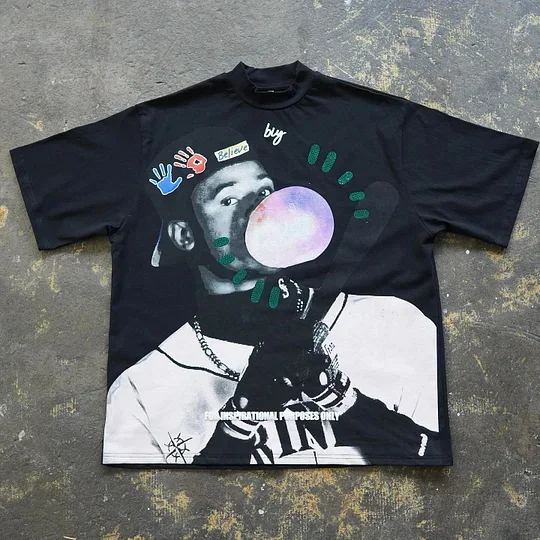 Vintage Baseball Boys Graphic Casual Street Basketball T-Shirt