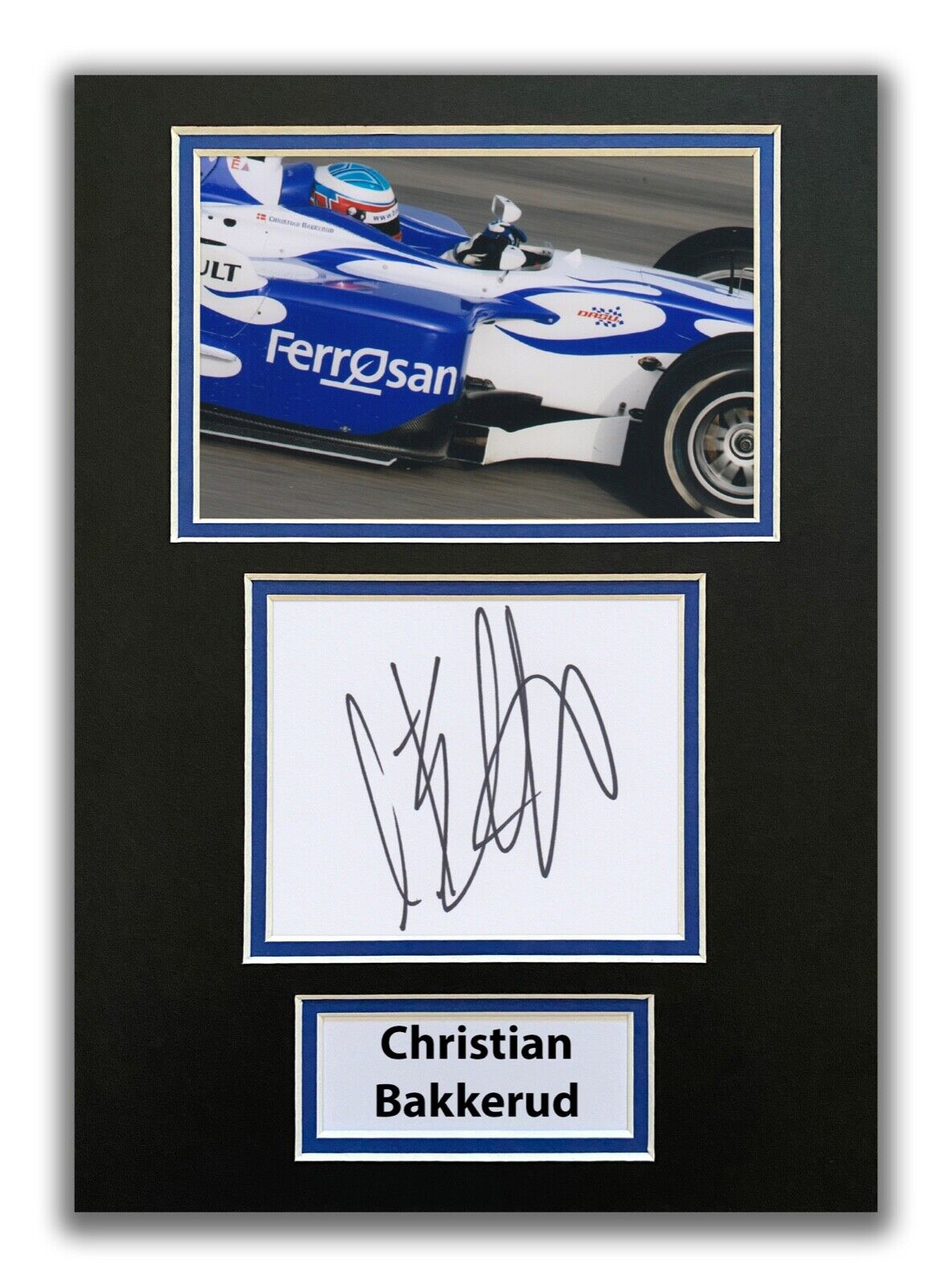 CHRISTIAN BAKKERUD HAND SIGNED A4 MOUNTED Photo Poster painting DISPLAY - FORMULA 1 - AUTOGRAPH.