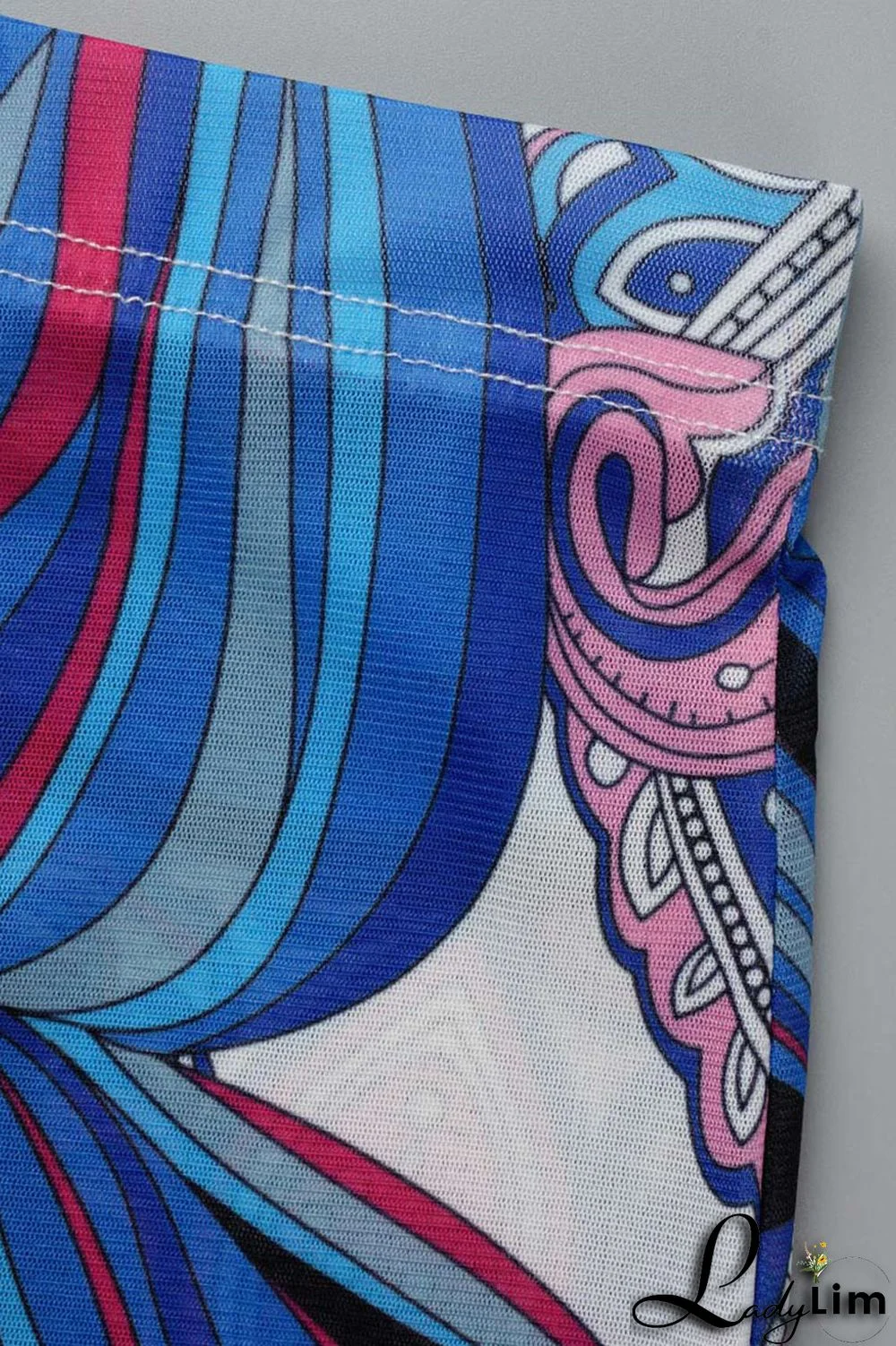 Blue Fashion Casual Print Basic Turndown Collar Long Sleeve Three-piece Set