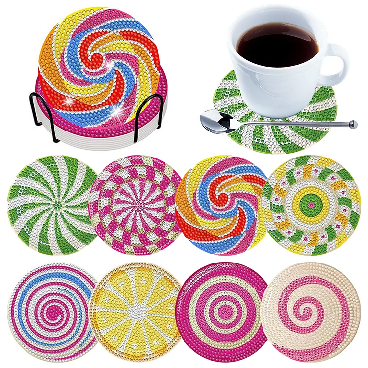 8 Pcs tea trivet holder Bohemian Diamond Dot Coasters Cup Coasters for