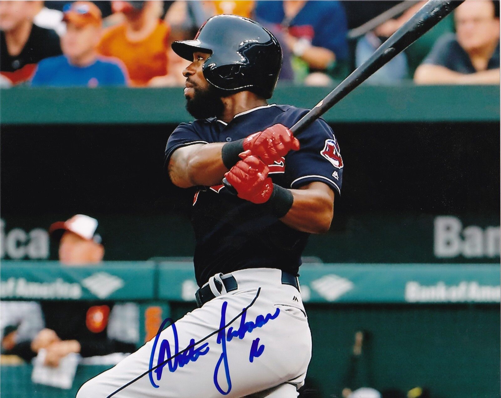 AUSTIN JACKSON CLEVELAND INDIANS ACTION SIGNED 8x10