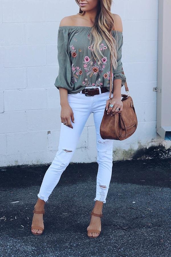 embroidered flower top