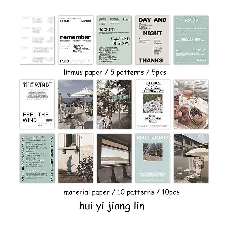 Journalsay 15 Sheets Cherish The World Series Simple English Text Landscaping Material Pack
