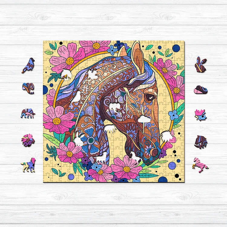 Ericpuzzle™ Ericpuzzle™Flower Horse Wooden Jigsaw Puzzle