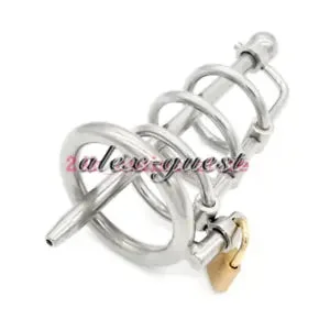 pornhint Pornhint Stainless Steel Male Chastity Device Belt Sounds Tube Binding Cage Ring Game