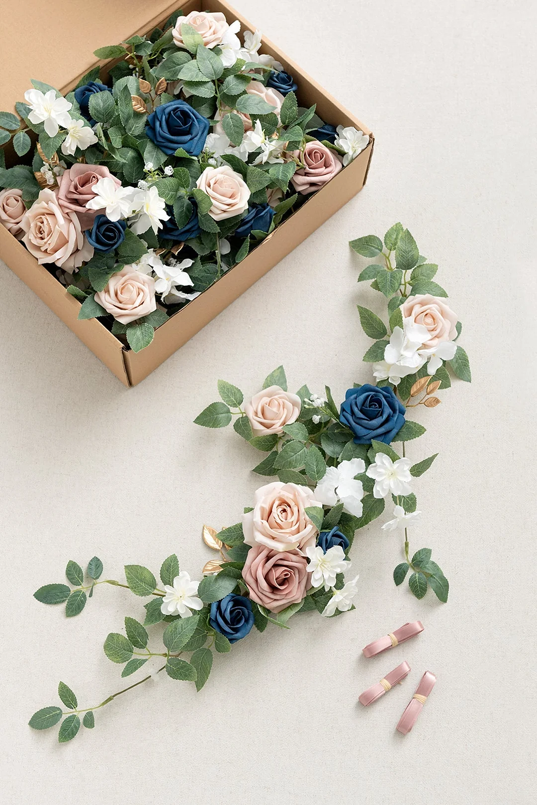 Lantern Floral Arrangements in Dusty Rose & Navy