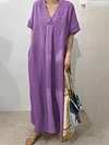 Women's Cotton and Linen Loose Dress 