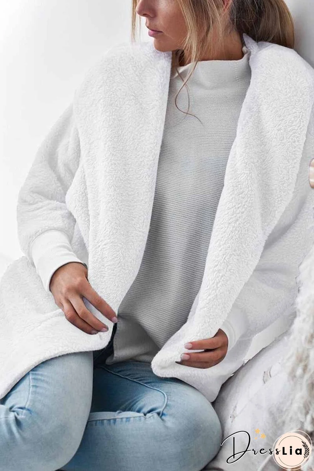 Plush Hooded Solid Color Coat