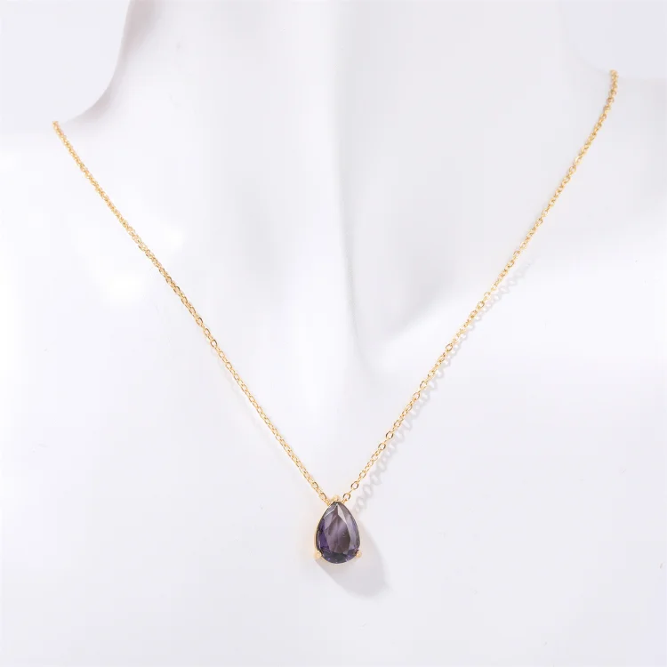 Women's December Birthday Pear-shaped Teardrop Zircon Necklace