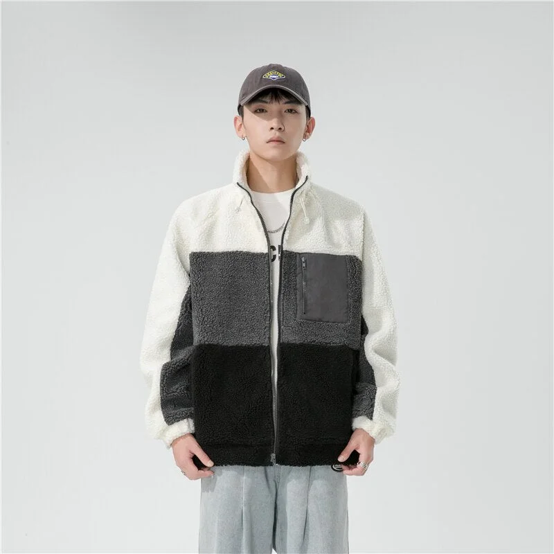 Aonga Winter 2022 New Fashion Lazy Wind Casual Fleece Coat, Matching Color Warm Loose Fleece Jacket