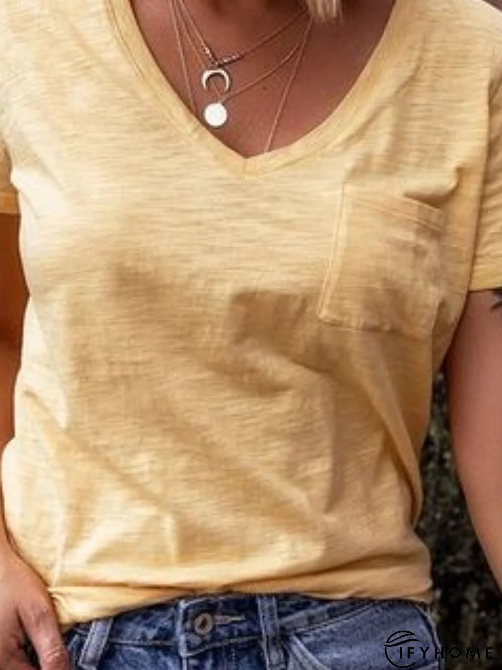 Short Sleeve Pockets Casual T-shirt | IFYHOME