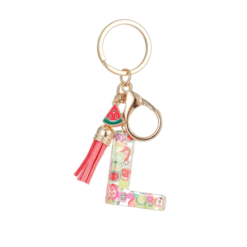 Cute Letter Tassel Watermelon Resin Unisex Keychain