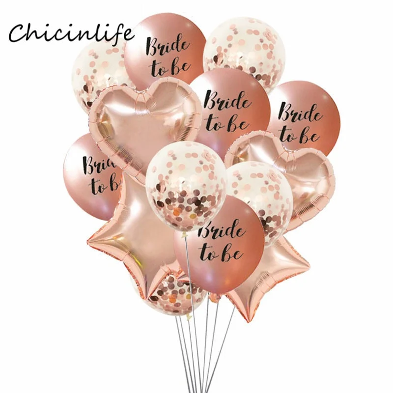 Chicinlife Rose gold Bride To Be Latex Balloons heart star balloon Bachelorette wedding party decoration