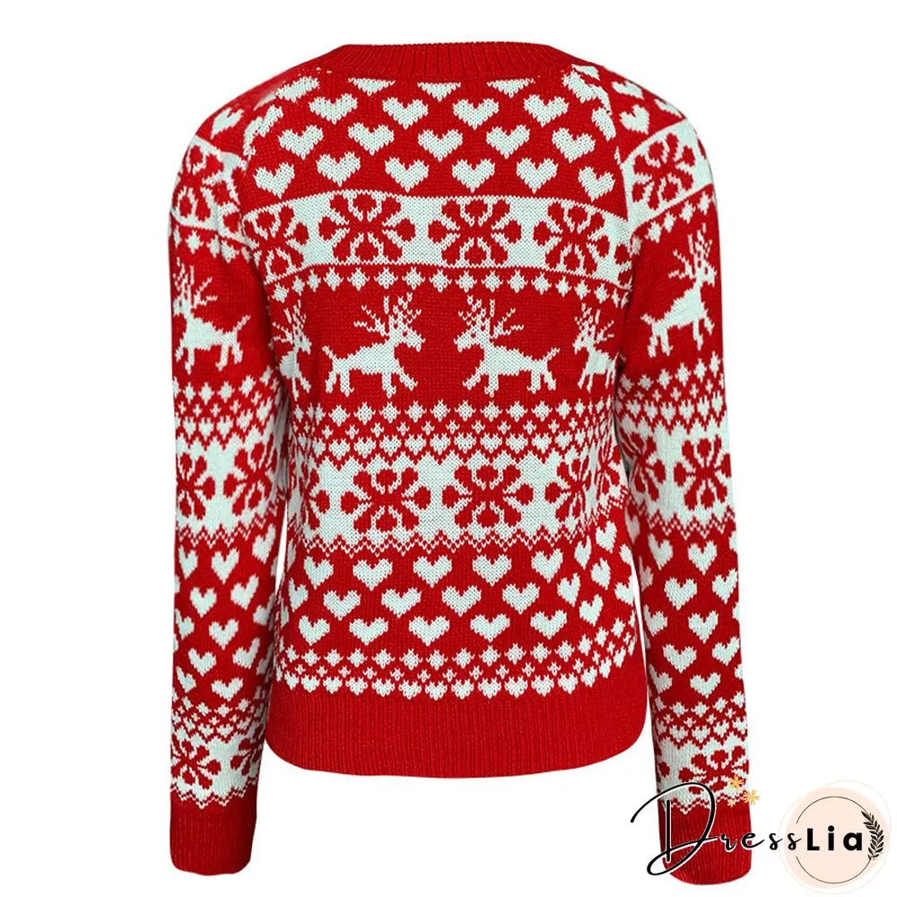 Casual Xmas Knitted Round Neck Sweater