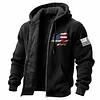 Men's Vintage American Flag Patriotic Fleece Pocket Full Zip Long Sleeve Hoodie Jacket by Inlyline