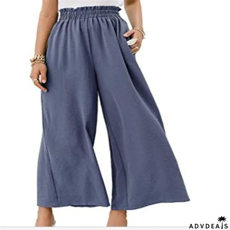 Wardrobe with Cotton Loose Fit Wide-leg Pants for a Slimming Look