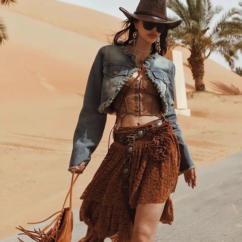 Western Denim American Style Retro Belt New Brown Belt Jeans Korean Style Waist