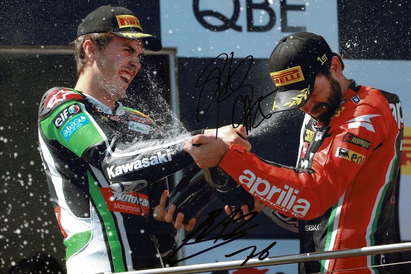 Loris BAZ & Sylvain GUINTOLI SUPERBIKE Riders SIGNED Autograph Photo Poster painting AFTAL COA