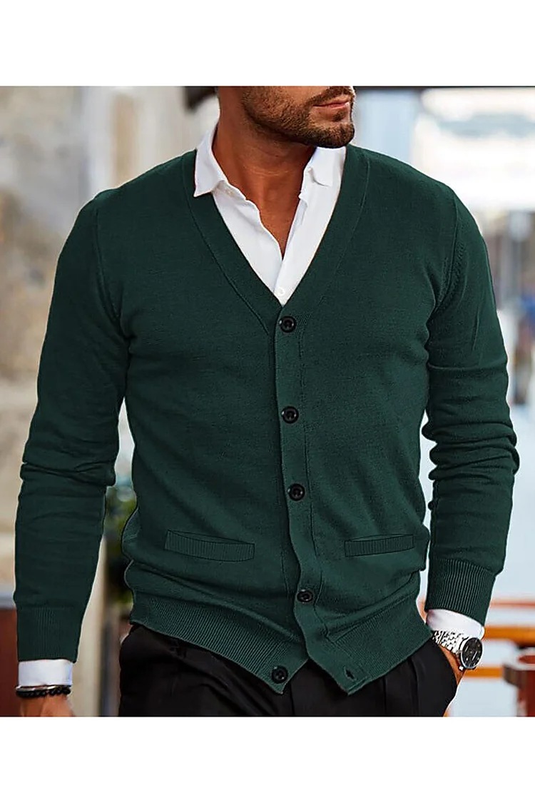 Casual V-Neck Long Sleeve Slim Fit Cardigan