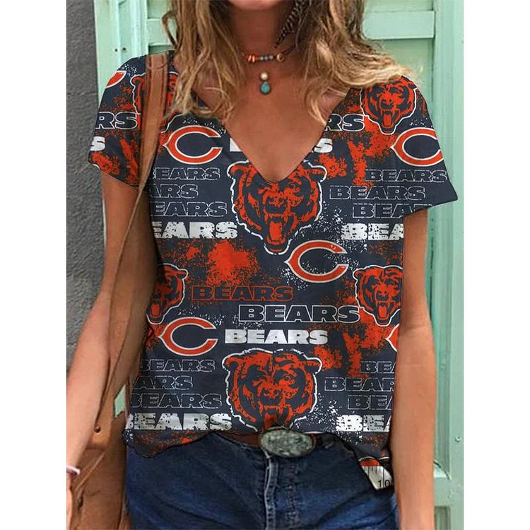 Chicago Bears Lightweight Short Sleeve V-Neck T-Shirt