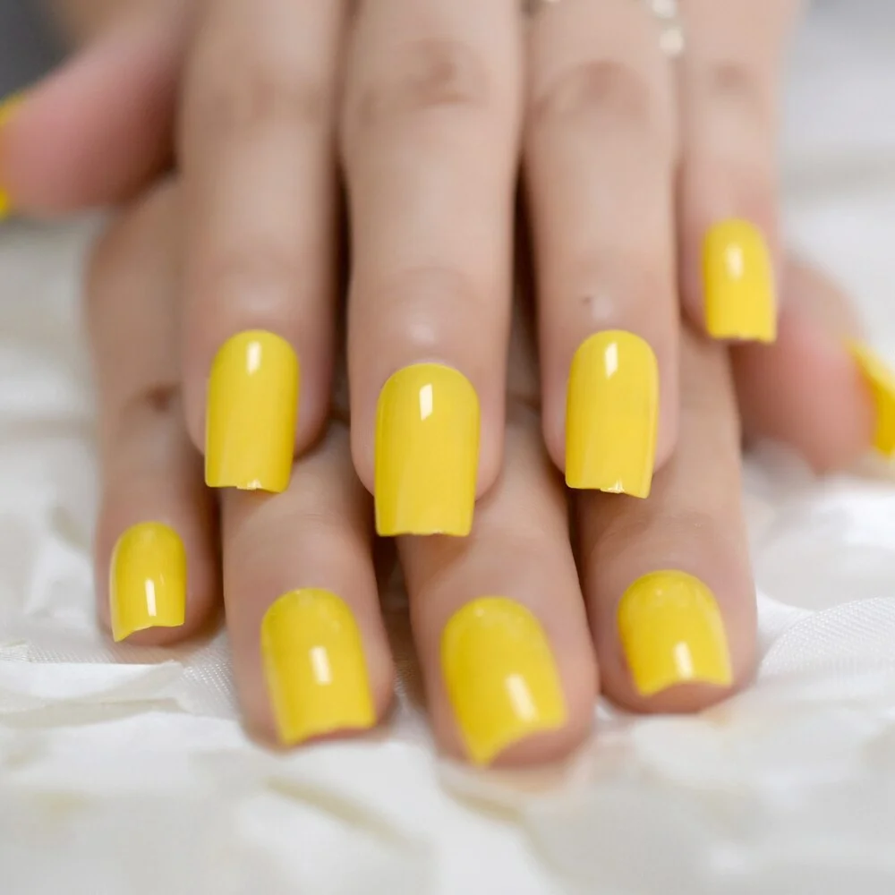 Specular Reflection Vampire Wine Red False Nails Shiny Square Long Solid Nail Tips with Glue Sticker Z431-Nail Inspo