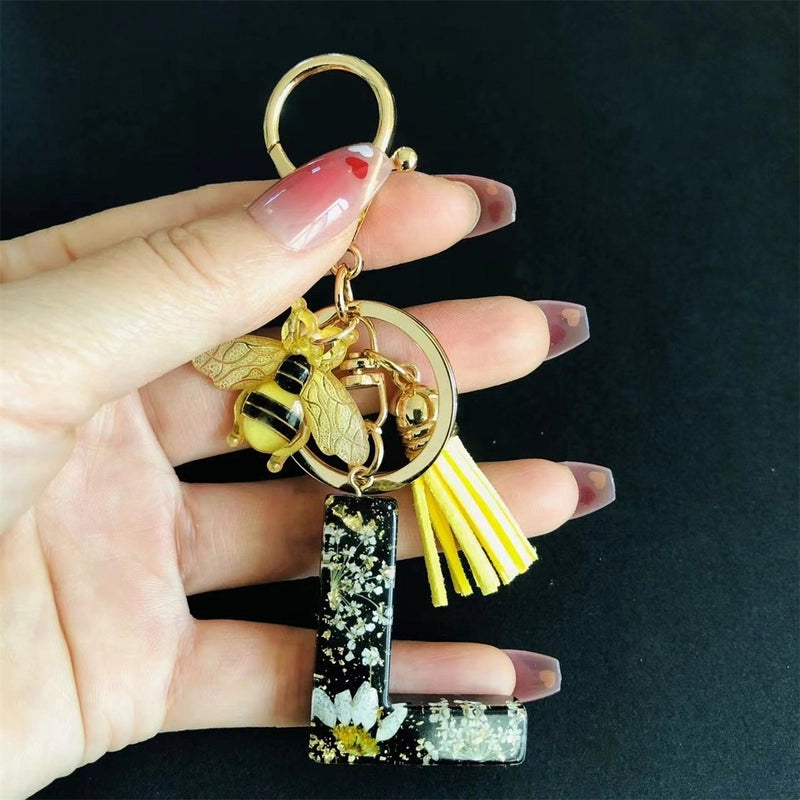 Minimalist Classic Style Letter Bee Resin Unisex Bag Pendant Keychain