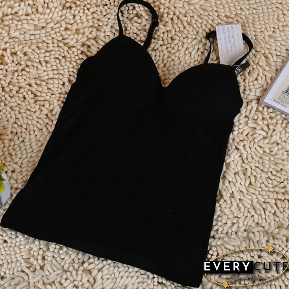 Womens Padded Bra Tops V Neck Camisole Straps Push Up Bra Vest Tank