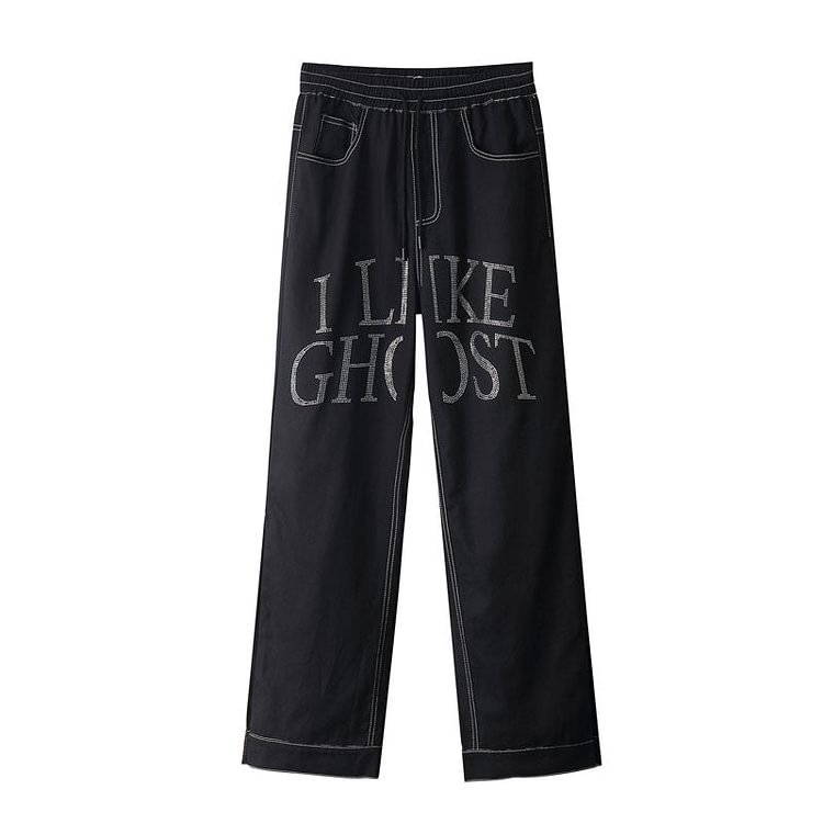 Solid Color Jeans Men's plus Size Retro Sports Trousers Straight Pants Loose-Fitting Wide-Leg Trousers Men Denim Pants