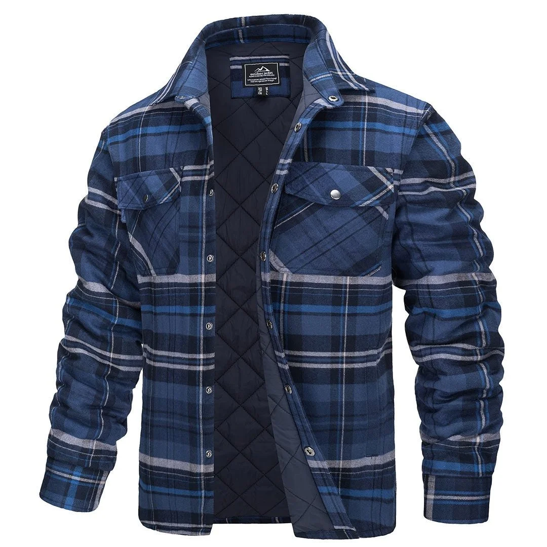 Men's Flannel Shirt Long Sleeve Button Down Jacket