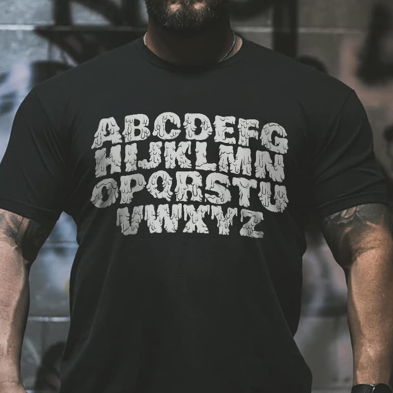 Letter Print Casual T-shirt - Krazyskull