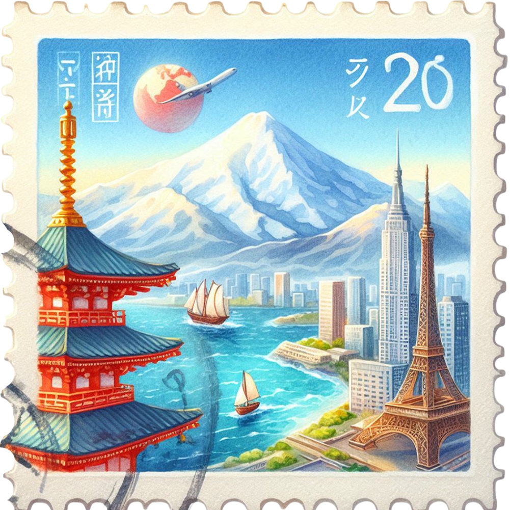 Famous Buildings With Stamp Feeling 30*30cm(canvas) full round drill diamond painting