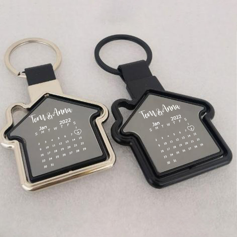 2 PCS Couple Keychain Set Custom 4 Names & 2 Dates Keyring Calendar Keychain Valentine's Day Special Gift for Him/Her-Jessemade AU