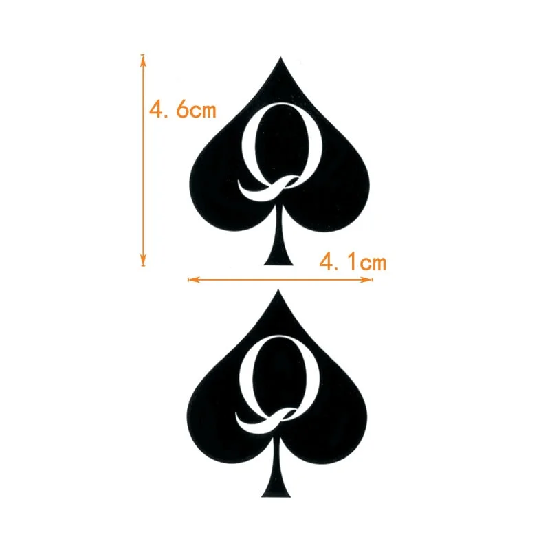 Q of Spades Tattoos Waterproof Temporary Tattoo Stickers Tatouage Stitch Fake Tatoo Body Art Flash Tattoo Henna Tatoo Men