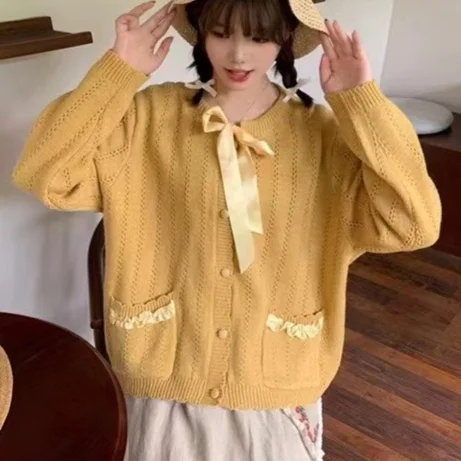 Chicfifth Sweater Women Winter Long Sleeve High Quality Autumn Vintage Top Knitted Cardigan