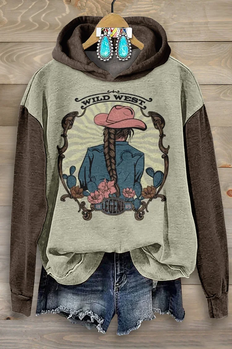 Wild West Cactus Cowgirl Hooded Sweatshirt