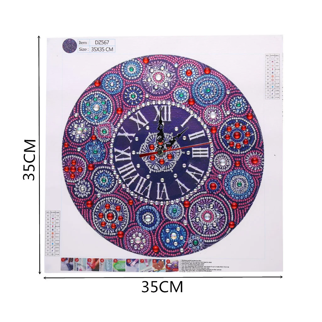 DIY Rhinestone Mandala Clock Part Special Shaped Diamond Painting Kit(35*35cm)