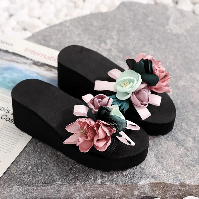 2021  Women Bow Summer Sandals Slipper Indoor Outdoor Flip-flops Beach Shoes New Fashion Female Casual flower Slipper gift