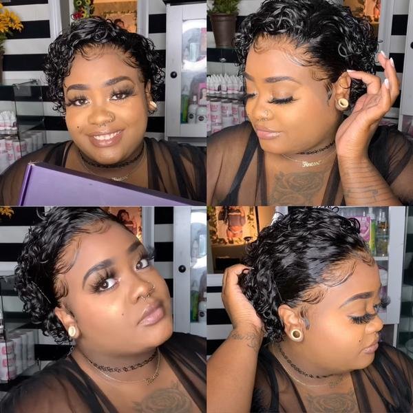 Glueless Wig With Elastic Belt|🔥Perfection Super Natural Short Wave Bob 360 Lace Wig Human Hair Pixie Wigs US Mall Lifes