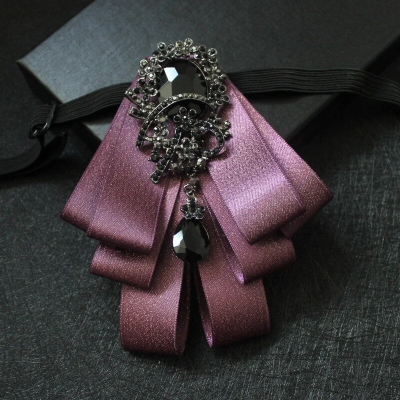 Luxury Black Rhinestone Handmade Bow Tie Men's Wedding Groomsman High-end British Boy Business Suit Shirt Bowtie Set