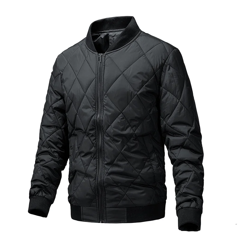 Men's Stand-up Collar Zipper Cotton Jacket Quilt Warm Outdoor Jacket