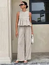 Women's Elegant Casual Sleeveless Ruffle Hem Top High-Waisted Pants Suits