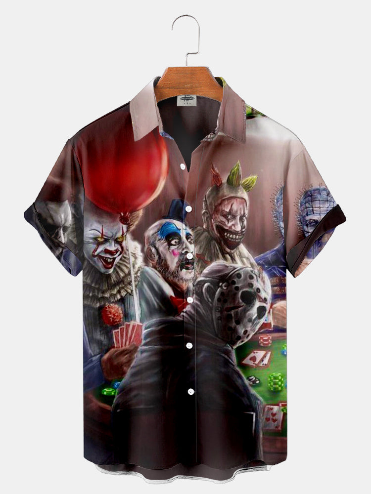 Men'S Halloween Horror Characters Joker Print Shirt PLUSCLOTHESMAN