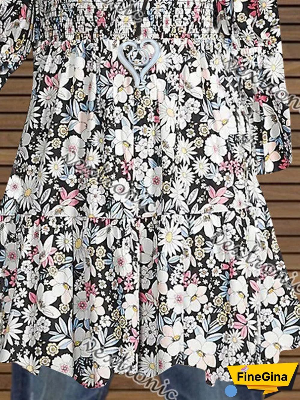 Women Half Sleeve V-neck Floral Printed Graphic Top Dress