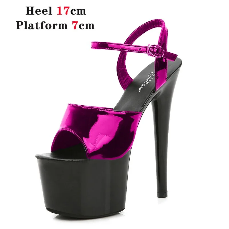 Qengg Mixed Color Shoes Stripper Heels Women Sandals Sexy Shoes Party Club Sandals 17 CM Platform High-heeled Wedding Shoes Pole Dance