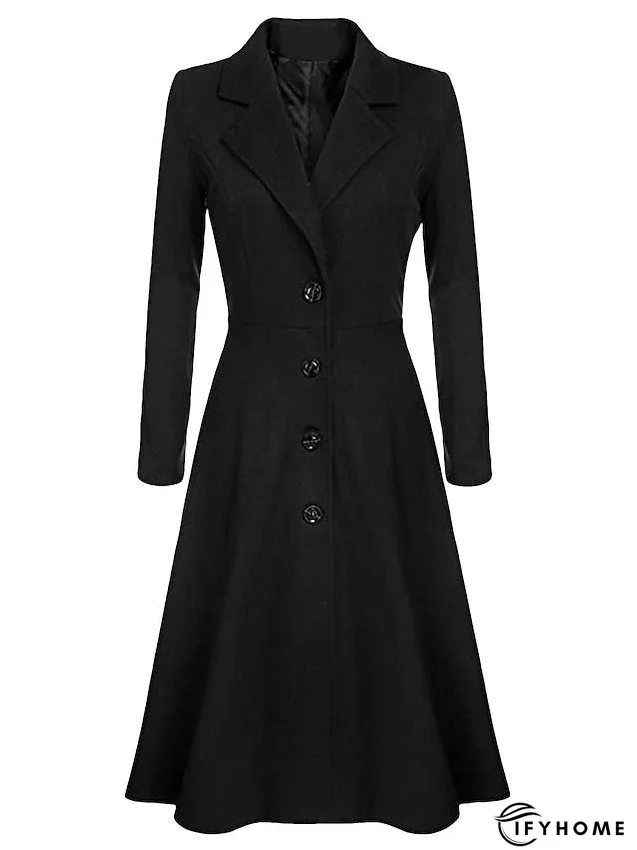Women's Wool Blend Coat Winter Long Pea Coat Christmas Party Fall Lapel Overcoat Slim Fit Elegant & Luxurious Dress Jacket Long Sleeve Vintage Style White Black Purple Red | IFYHOME