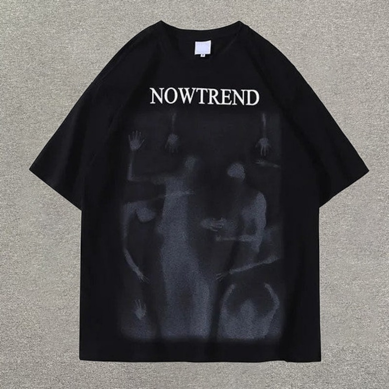 Hip Hop Street Struggle Shadow Graphic Cotton T-Shirt