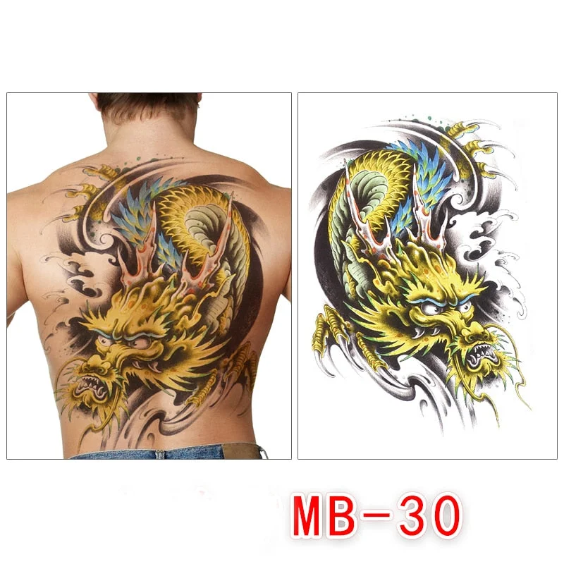 Waterproof temporary men tattoos tattoo full back large tatoo fake dragon girl tattoo body art sticker sexy decals transferable