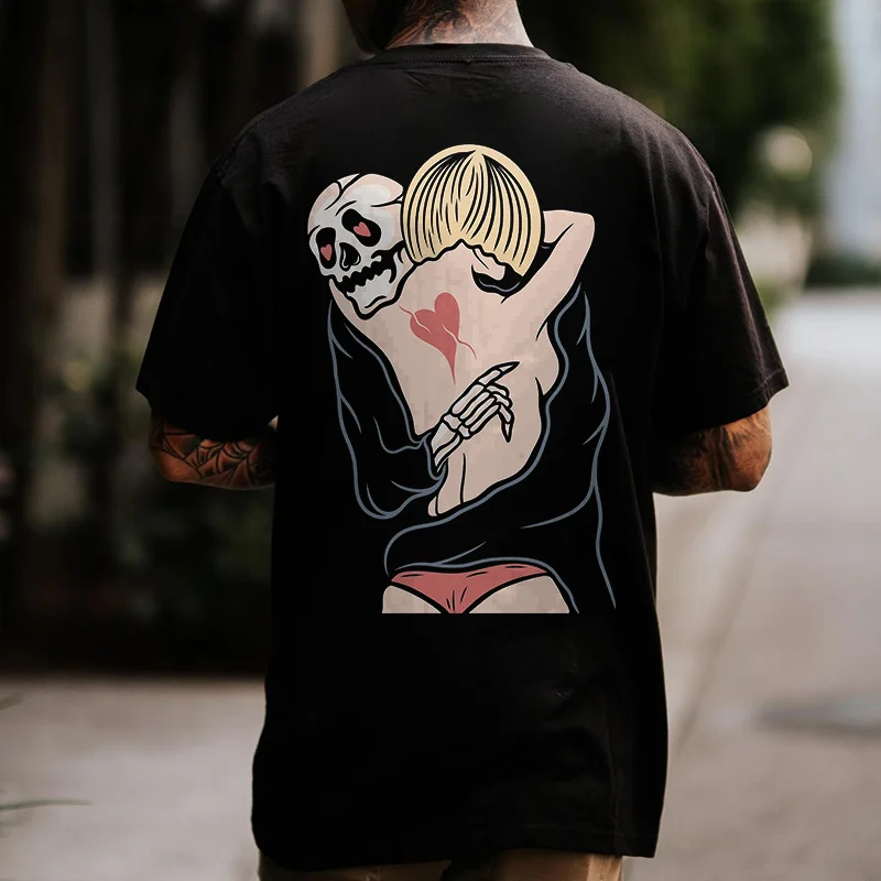 Skeleton Love Printed Men's T-shirt -  