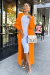 Women's Long Knit Solid Color Dual Pocket Cardigan